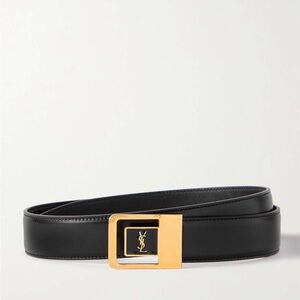 New! Saint Laurent Black and Gold Leather Belt